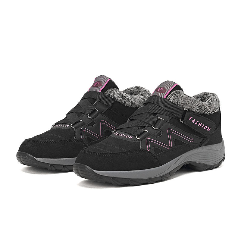 Bottes de neige pour femmes, doublées polaire, chaussures thermiques grande taille, chaussures décontractées portables d'extérieur pour femmes