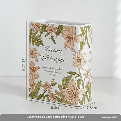 Creative Modern And Simple Ceramic Book Vase Decoration Crafts
