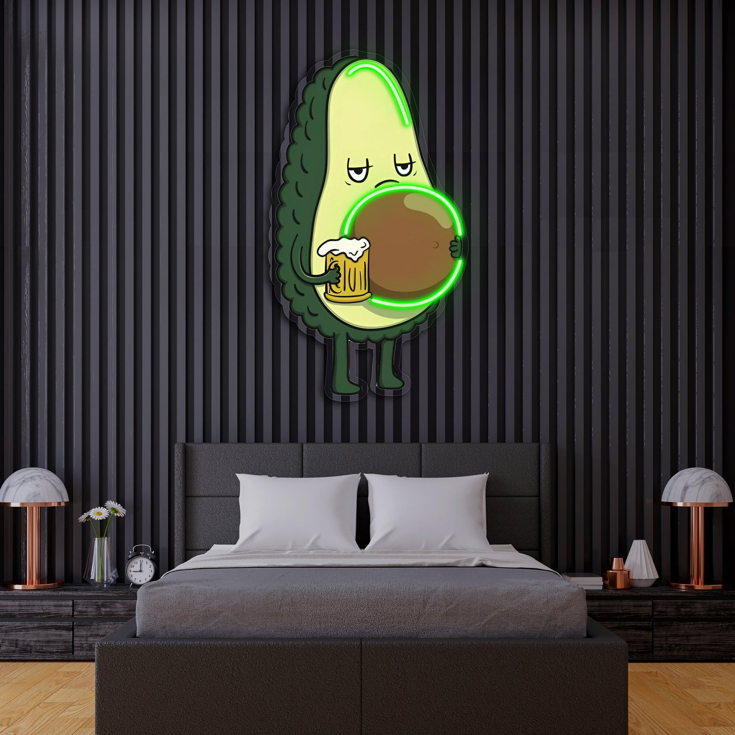 Avocado Beer UV Printed Neon, Beer Neon Wall Art, Avocado Neon Light Sign