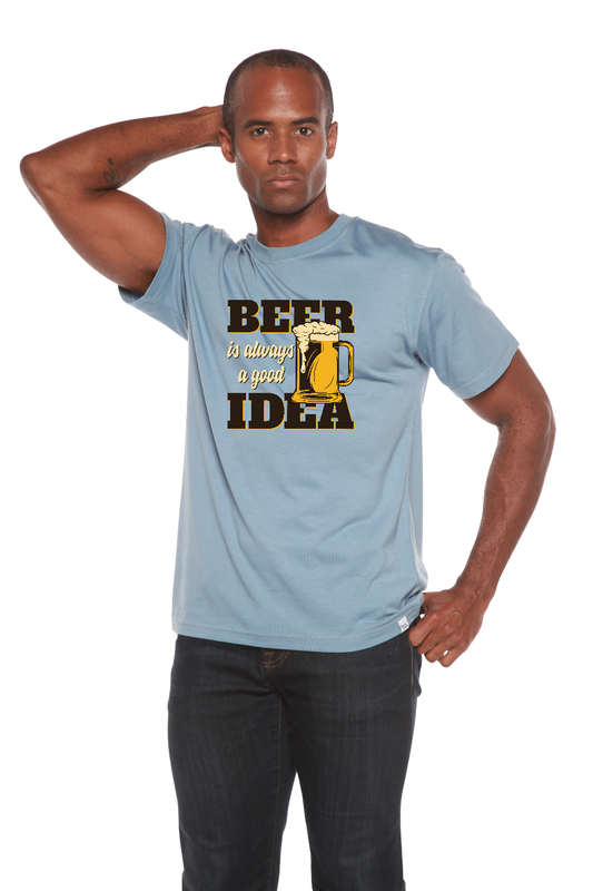 T-shirt à manches courtes à motif pour homme en viscose de bambou et coton biologique Beer Idea