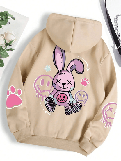 Hip Hop Oversized Printed Hoodie for Women Casual Fleece Sweatshirt