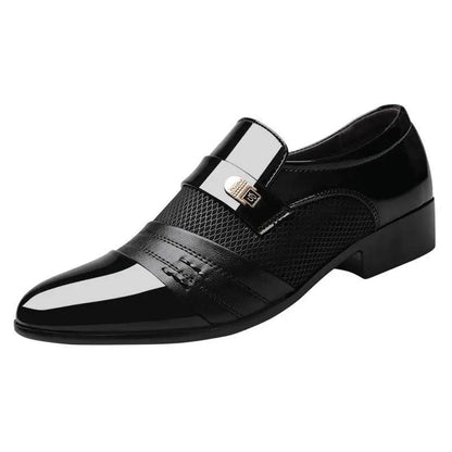 Black and White Mesh Patent Leather Shoes