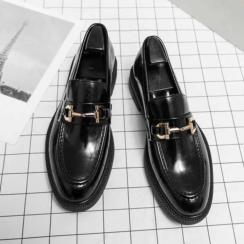 Black Patent Horsebit Loafers Male Fashion Formal Wear