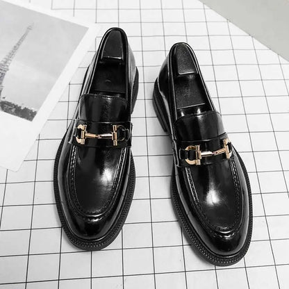 Black Patent Horsebit Loafers Male Fashion Formal Wear