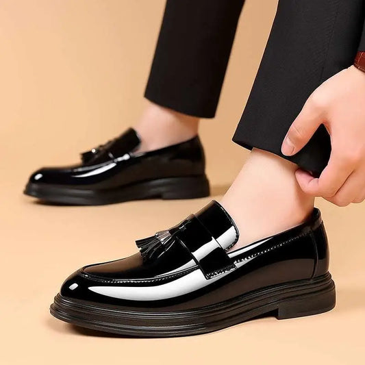 Black Patent Leather Tassel Business Formal Wear Shoes