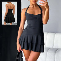 Black Ruffle Dress Ins Fashion Sleeveless Backless