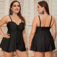 Black Scalloped Plus Size Bottoms Two Piece Set