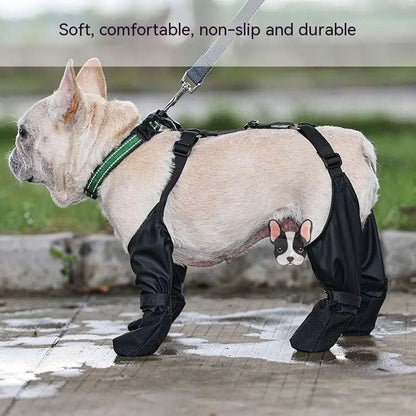 Black Waterproof Adjustable Dog Shoes