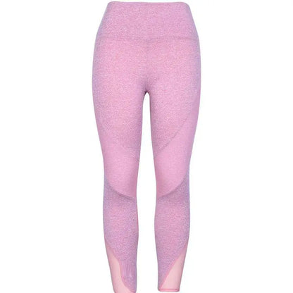 Blue Heathered Mesh Yoga Fitness Leggings