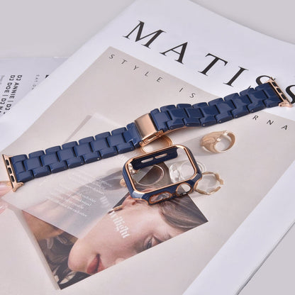 Bracelet en résine avec étui pare-chocs pour Apple Watch 40mm et 44mm