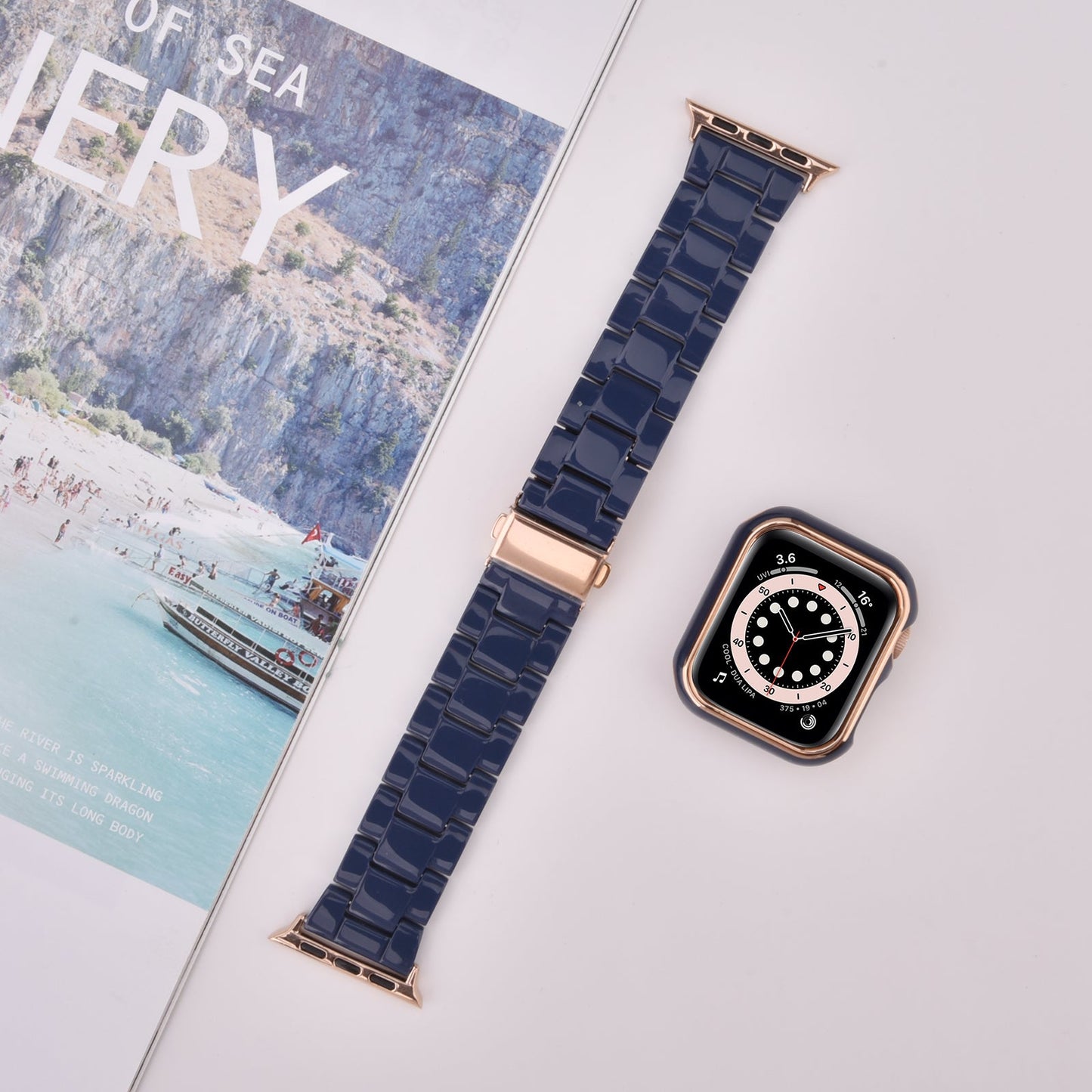 Bracelet en résine avec étui pare-chocs pour Apple Watch 40mm et 44mm