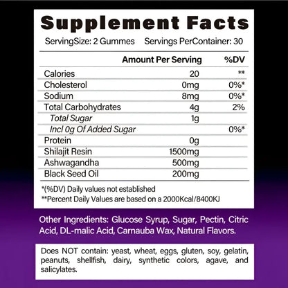Blueberry Himalayan Shilajit Gummies 60 Count