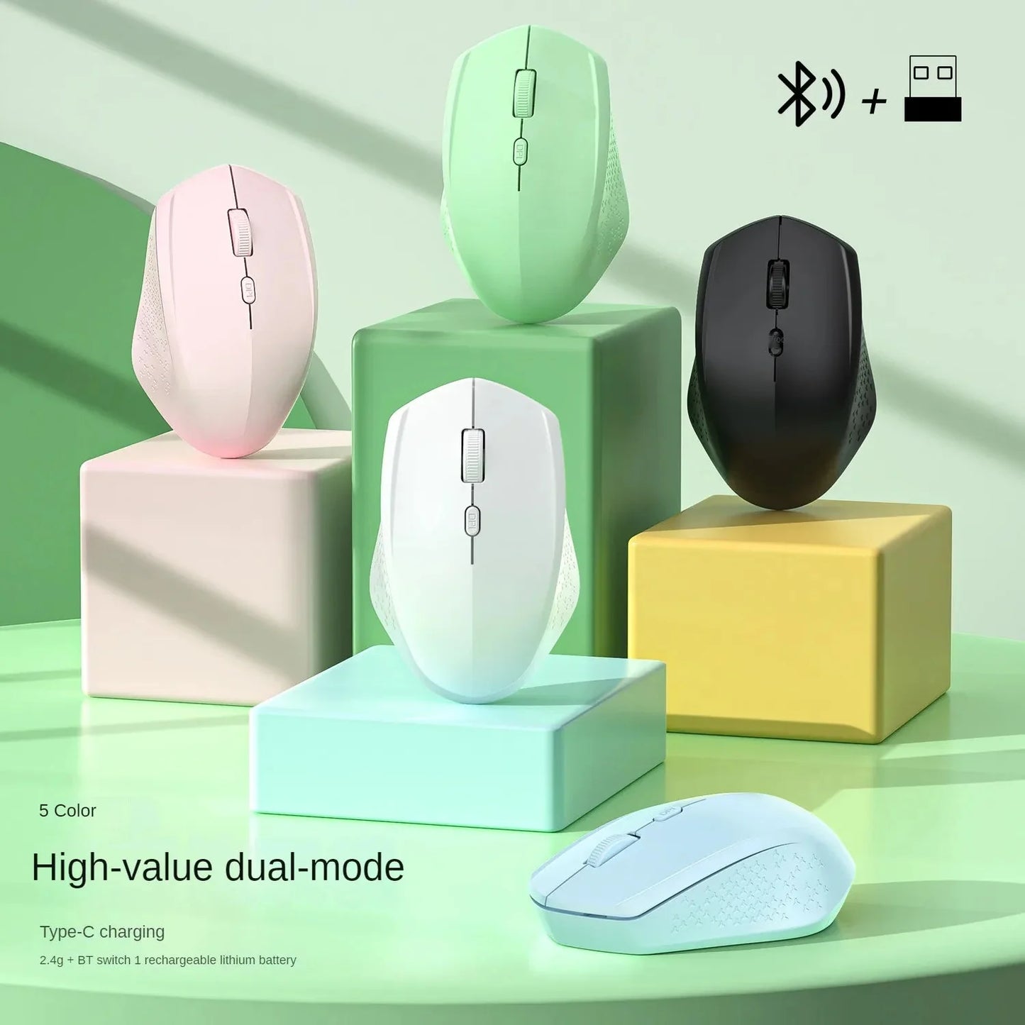 Bluetooth 5.2 + 2.4G Wireless Gaming Mouse – Silent Rechargeable