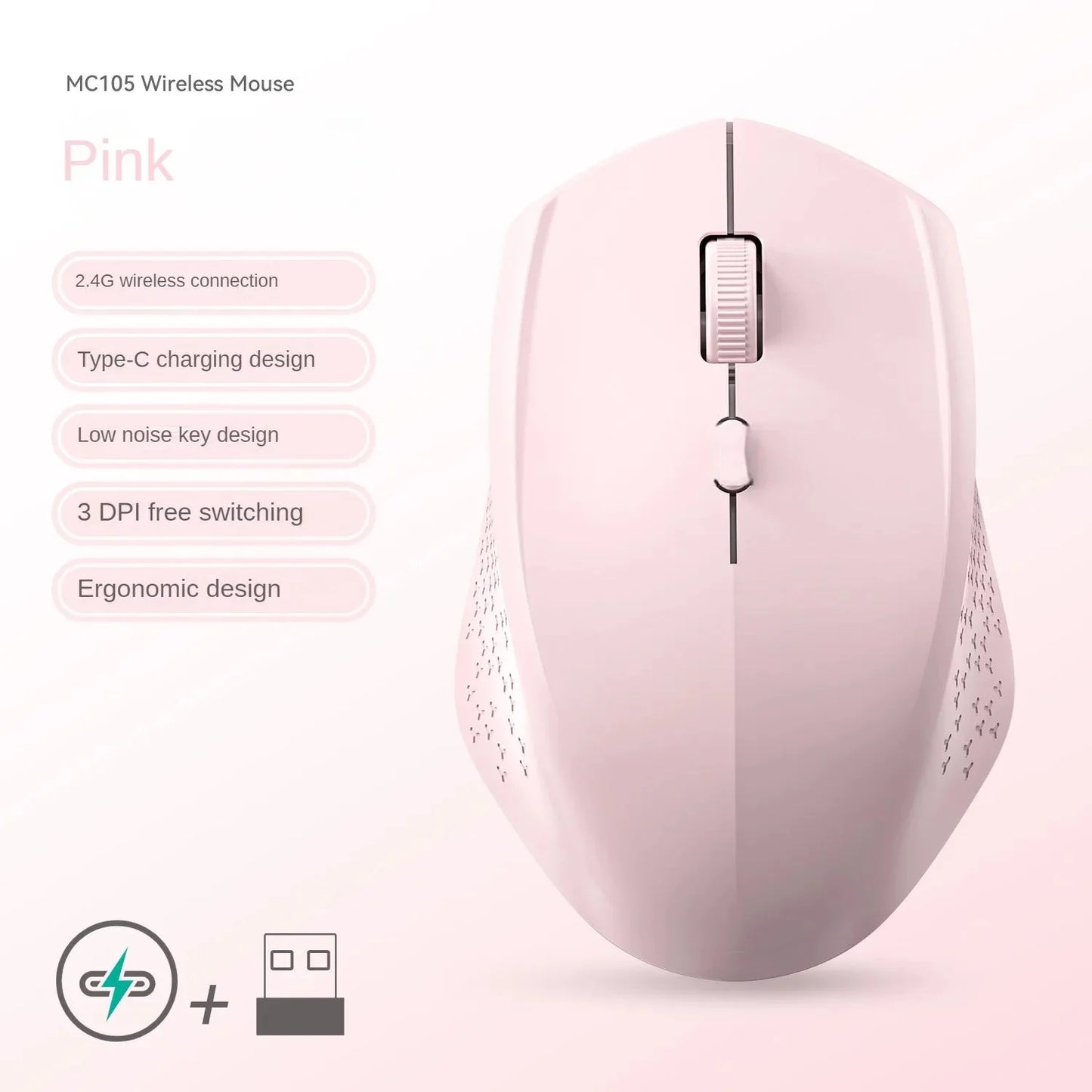 Bluetooth 5.2 + 2.4G Wireless Gaming Mouse – Silent Rechargeable