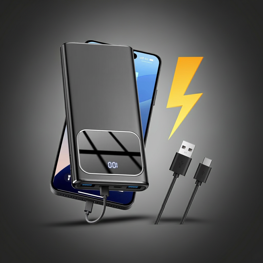 10000mAh Portable Power Bank - Fast PD USB-C Charging for iPhone and Samsung Galaxy