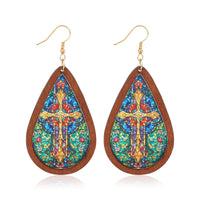 Boucles d'oreilles bohèmes en bois en forme de goutte