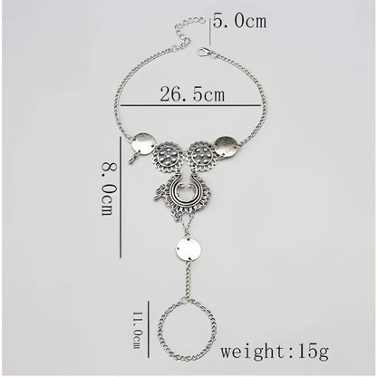 Bohemian Jewelry Antique Silver Flower Foot Chain