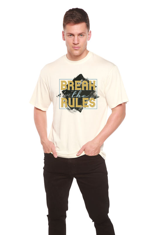 Camiseta gráfica de manga corta para hombre "Break the Rules" de bambú viscosa/algodón orgánico