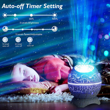 New Star Light Crack Translucent Dinosaur Egg Water Ripple USB Projection Night Light Home Decor