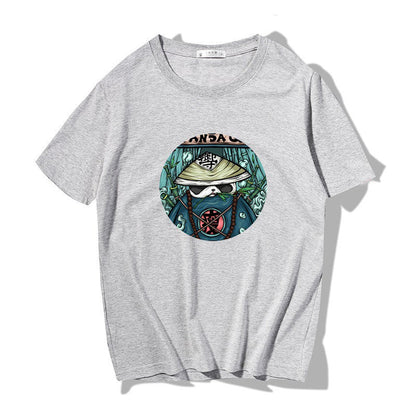 Japanese Harbor Style Men's Cotton T-Shirt – Loose Print Crew Neck | S–5XL