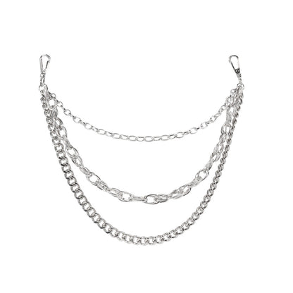 Hip Hop Fashion Pants Chain Men And Women Advanced Sense Multi Ring Silver Metal Chain Heavy Metal Industrial Style Jeans Hip-hop Accessories