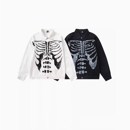 Vintage Skeletal White Long-sleeved Apparel