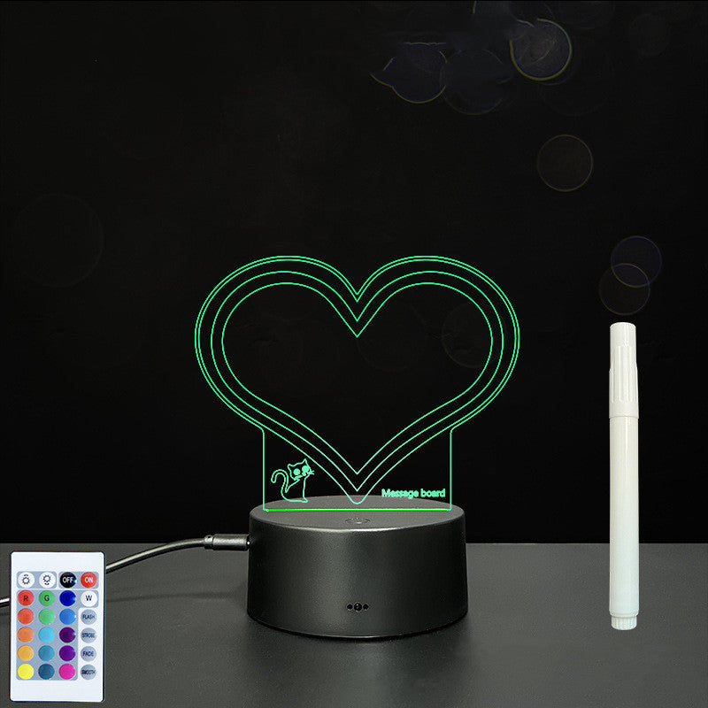 Tableau de messages manuscrits en acrylique 3D avec lumière LED