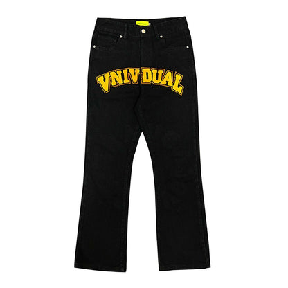 Pantalon en jean brodé avec serviette pour homme et femme