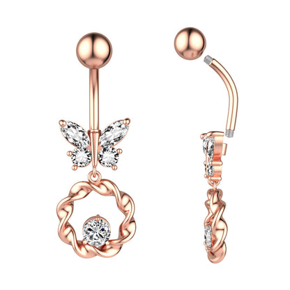 New Butterfly Zircon Belly Button Ring Belly Button Piercing Jewelry