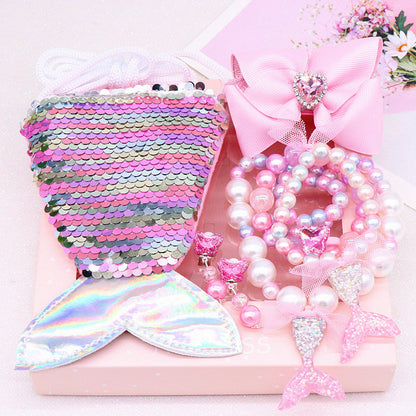 Ensemble de bijoux collier et bracelet queue de sirène pour enfants
