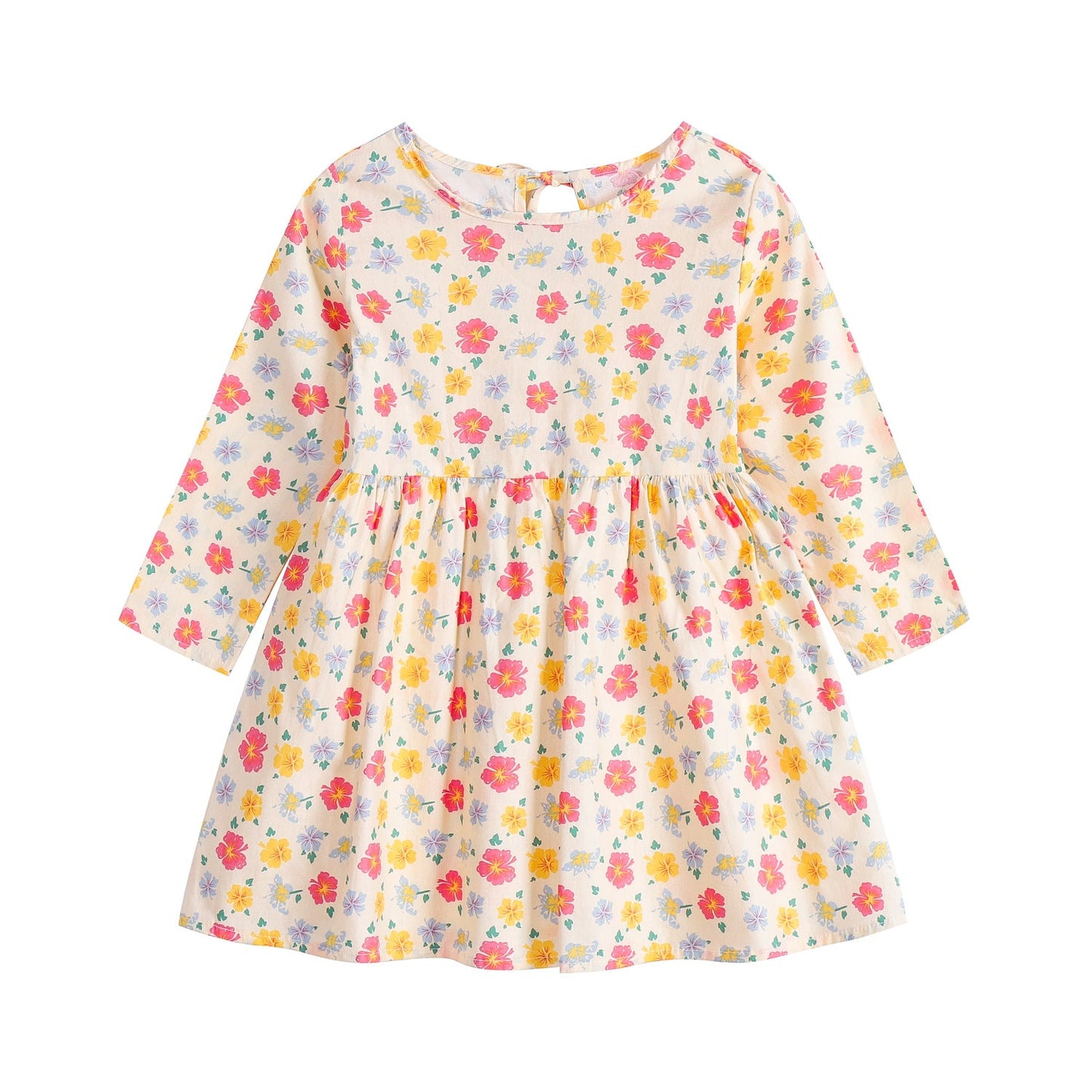 Robe en coton à manches longues à motif floral pour enfants