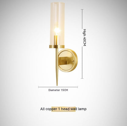 Copper Wall Lamp Bedroom Bedside Lamp Simple Copper Lamp