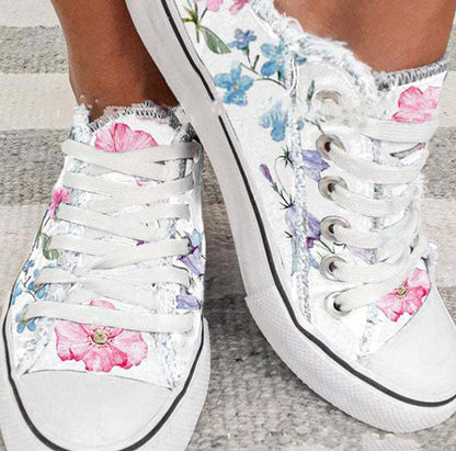 White Floral Canvas Shoes Decor