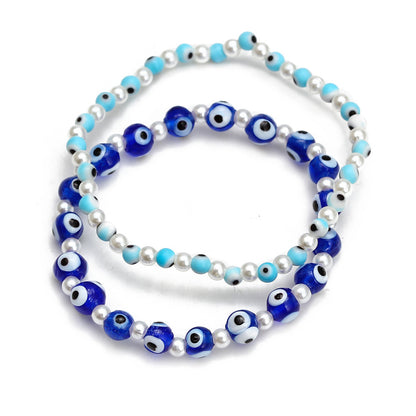 Women's Evil Eye Beads Bracelet Set – Colorful Boho Stackable Bracelets for Protection & Style