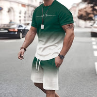 Traje deportivo informal de verano de manga corta con estampado digital 3D