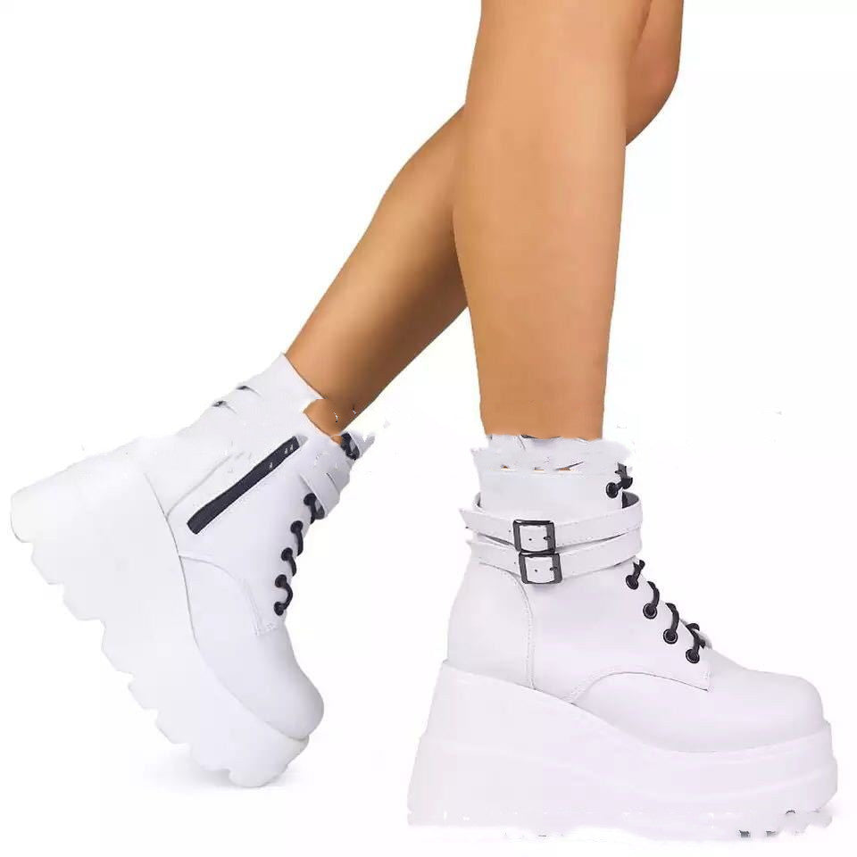 Zapatos con Plataforma Botas de Mujer Zapatos de Invierno Cuero Genuino