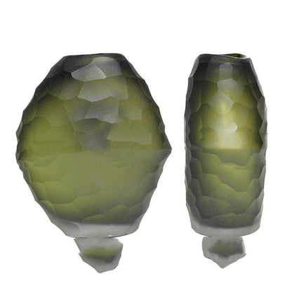 Irregularly Carved Ground Glass Vase Soft Decoration