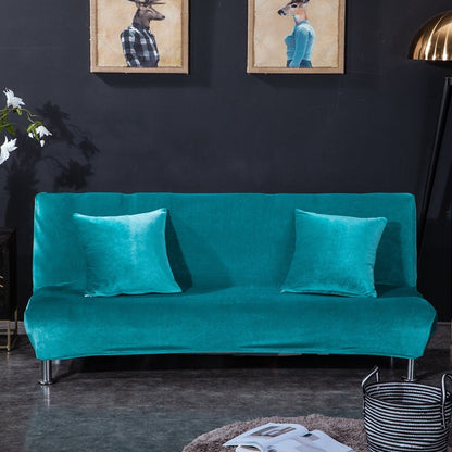 All-inclusive Silver Fox Velvet Armless Folding Sofa Bedspread