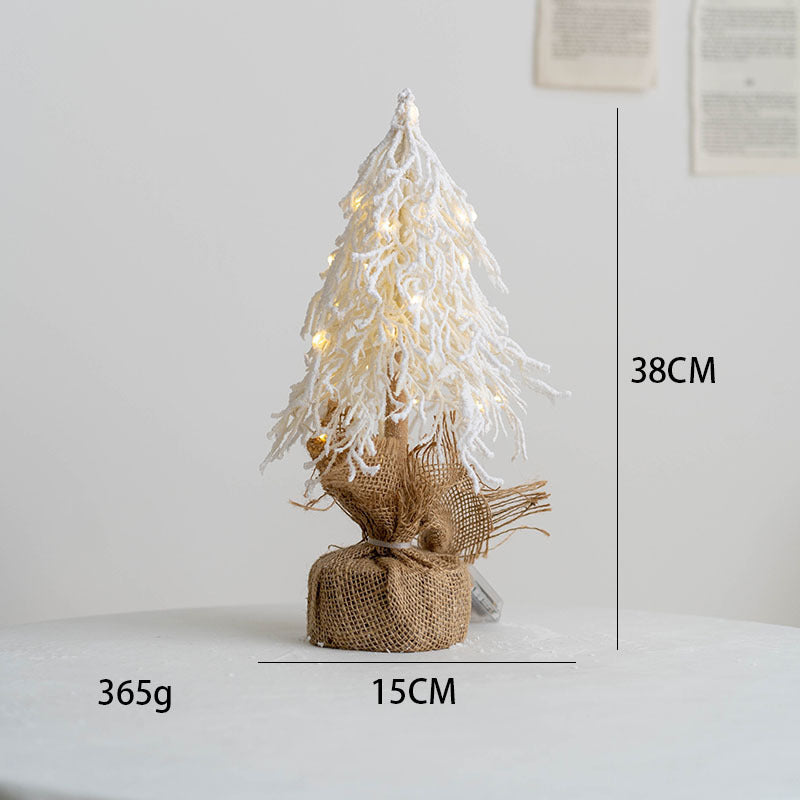 Decoraciones de mesa con árbol pequeño y flocado de Navidad de PE