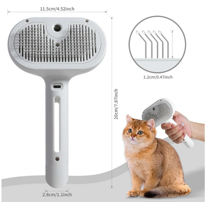 Pet Hair Spray Brush – 2-in-1 Grooming Spray Comb for Dogs & Cats | Removes Shedding & Detangles