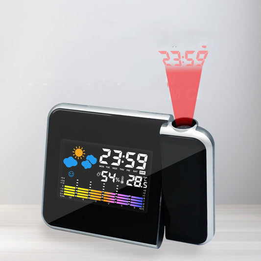 Reloj despertador LED con proyección, termómetro, higrómetro, estación meteorológica inalámbrica, reloj digital, despertador, radio reloj de proyección para escritorio/mesa