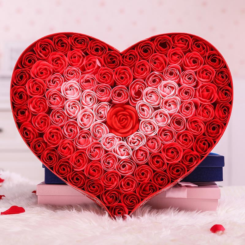 Gradient LED Heart-Shaped Soap Rose Gift Box – Romantic Flower Gift for Valentine's Day, Birthdays & Special Occasions