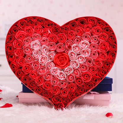 Gradient LED Heart-Shaped Soap Rose Gift Box – Romantic Flower Gift for Valentine's Day, Birthdays & Special Occasions