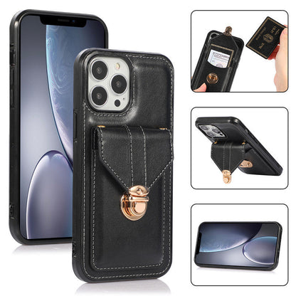 Faux Leather Crossbody Lanyard iPhone Case – Card Slot Diagonal Strap | iPhone 6–13