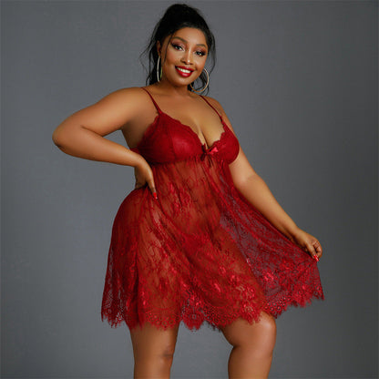 Pyjama Femme Grande Taille Nuisette Sexy en Dentelle