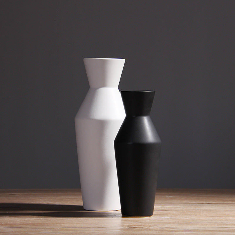 Simple Living Room Home Decoration Creative Black And White Ceramic Vase