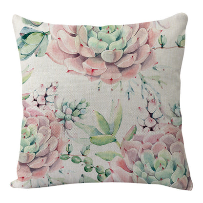 Flowers And Birds Flowers Flax Pillow Car And Sofa Cushion Lumbar Pillow