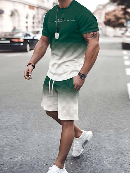 Traje deportivo informal de verano de manga corta con estampado digital 3D