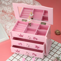 Boîte de rangement à bijoux en bois pour enfants Cadeau de vacances