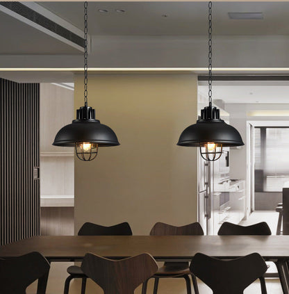Candelabro colgante de una sola cabeza con pantalla de olla de hierro de estilo retro para mesa de comedor de restaurante